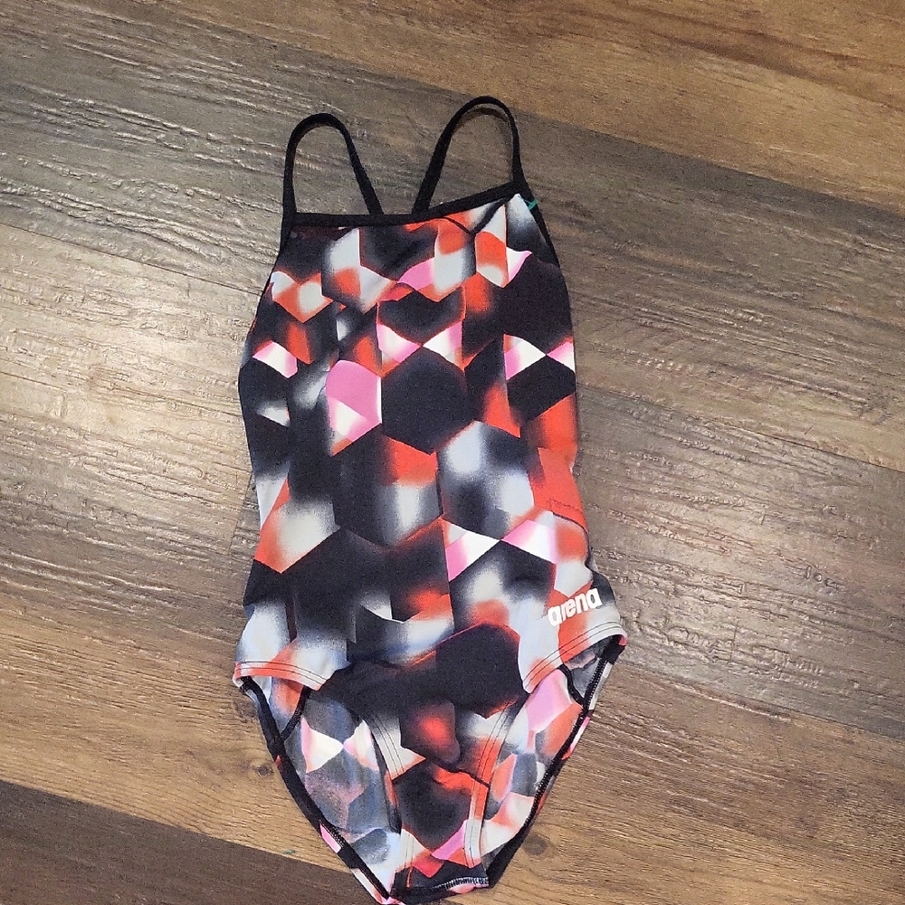 Arena Kids One Piece Swimsuit - Red, Black, and White